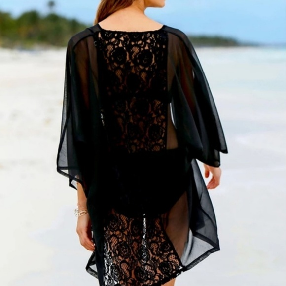 Sexy Lacey Beach Cover up Black - Picture 2 of 5